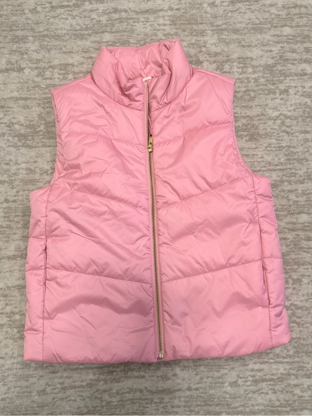 NWT Crewcuts Light Pink Quilted Puffer Vest with Gold Zipper
